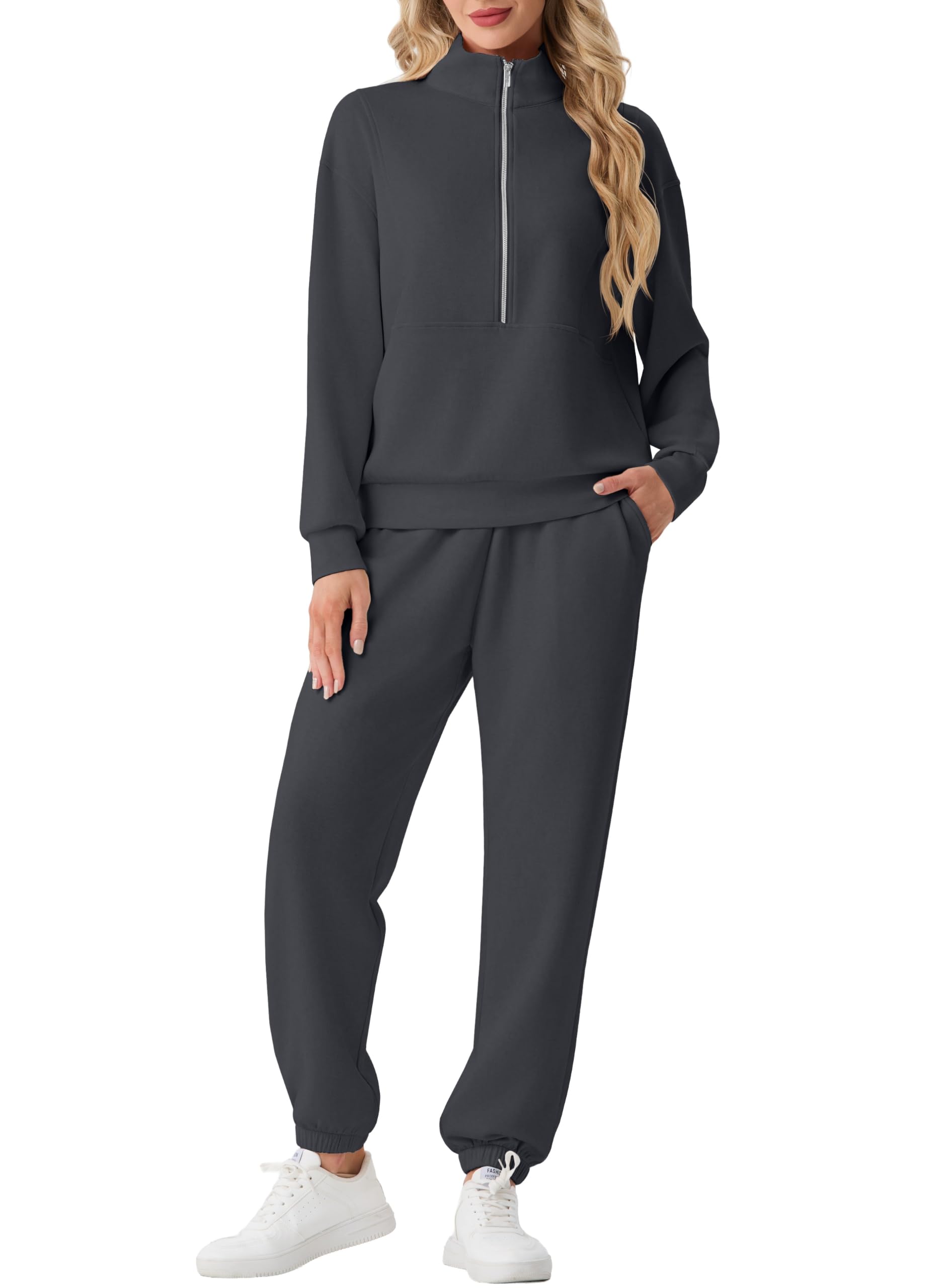 GRECERELLE Damen Jogginganzug Zweiteiler mit Halbzip