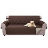 U-NICE HOME Reversible Sofa Cover Couch Cover for Dogs with Elastic Straps Water Repellent Furniture Protector for Pets Couch Cover for 3 Cushion Couch &lpar;Sofa&comma; Coffee&sol;Beige&rpar;