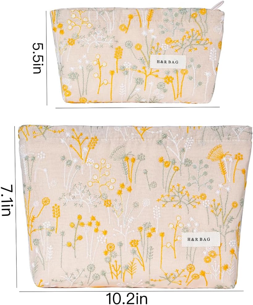 Floral Embroidery Cosmetic Bag Travel Makeup Organizer for Women image 2