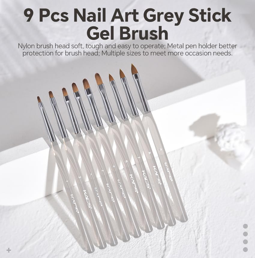KADS 9-Piece Nail Art Brush Set, Gel Nails Brush Set, 9 Pieces, Nail Design, Nail Gel Brush - Image 2