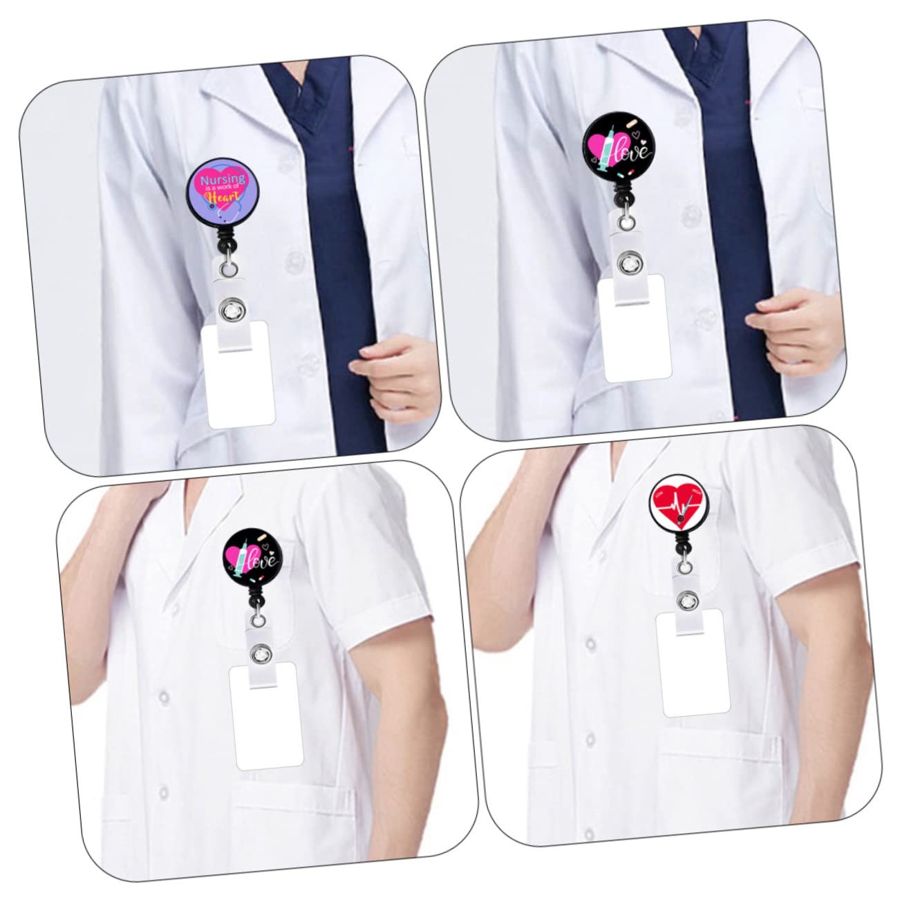 Amosfun 20pièces Clip De Badge Rétractable Avec Corde Id Support Pratique Pour Médecins Et Infirmiers Accessoires De Nom Pour Badge