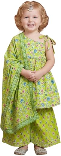 A.T.U.N. (ALL THINGS UBER NICE) Girls Ethnic Kurti, Sharara Dupatta Set | Premium Printed Kurta with Flared Sharara Bottom...