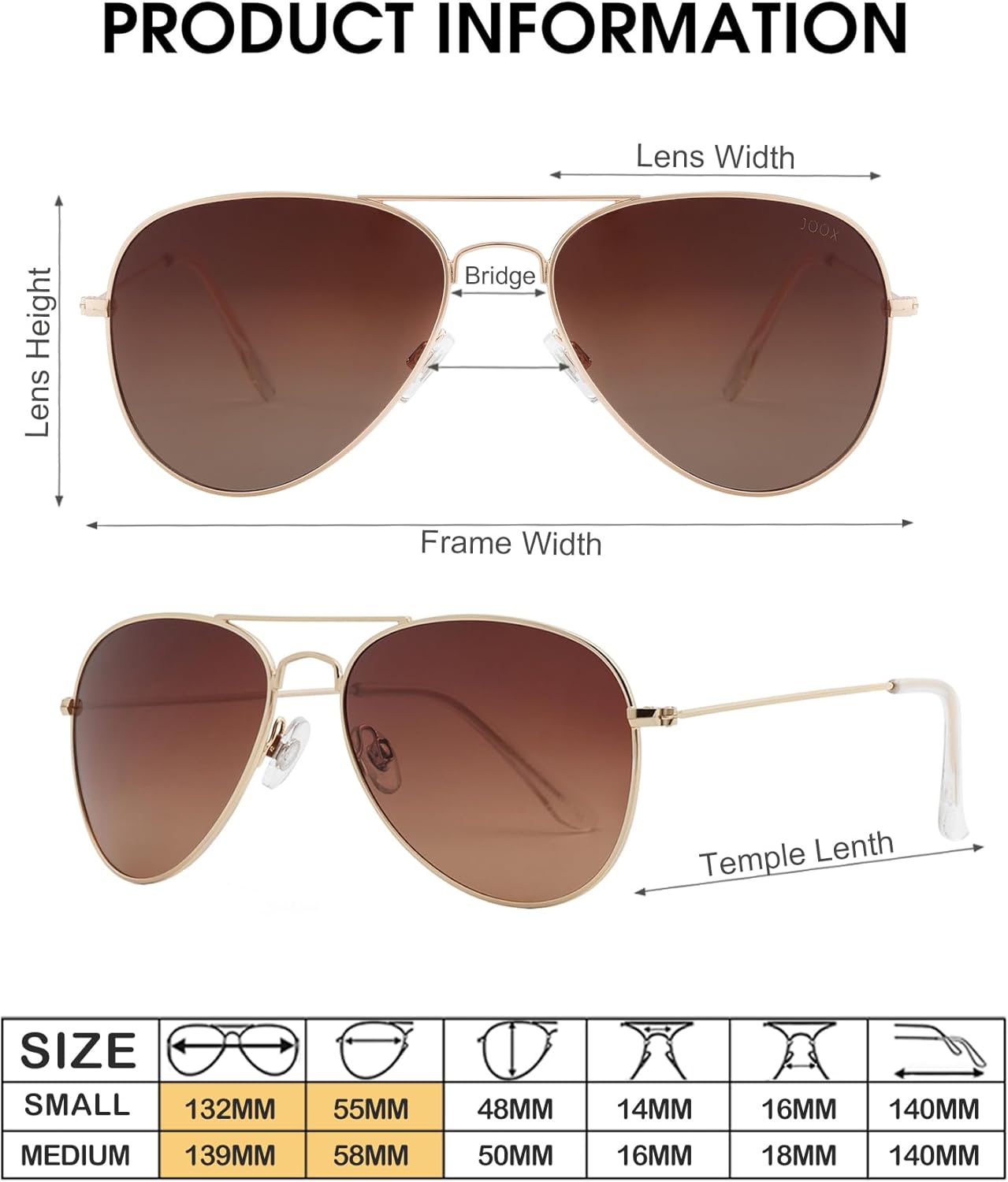 JOOX Polarized Aviator Sunglasses for Women Men, UV400 Protection Lens and Lightweight Metal Pilot Frame - Image 3