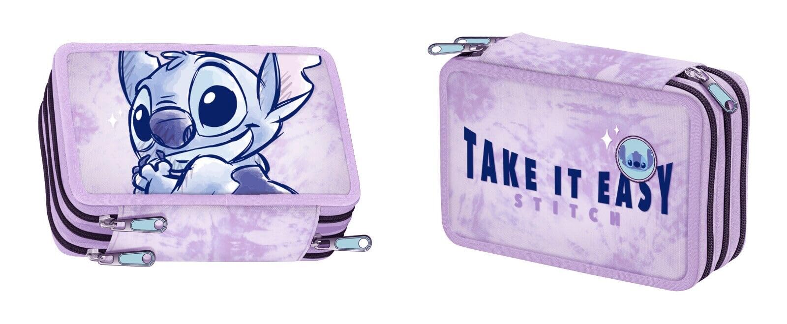 Characters Cartoons Estuche Stitch triple nuevas llegadas, violeta