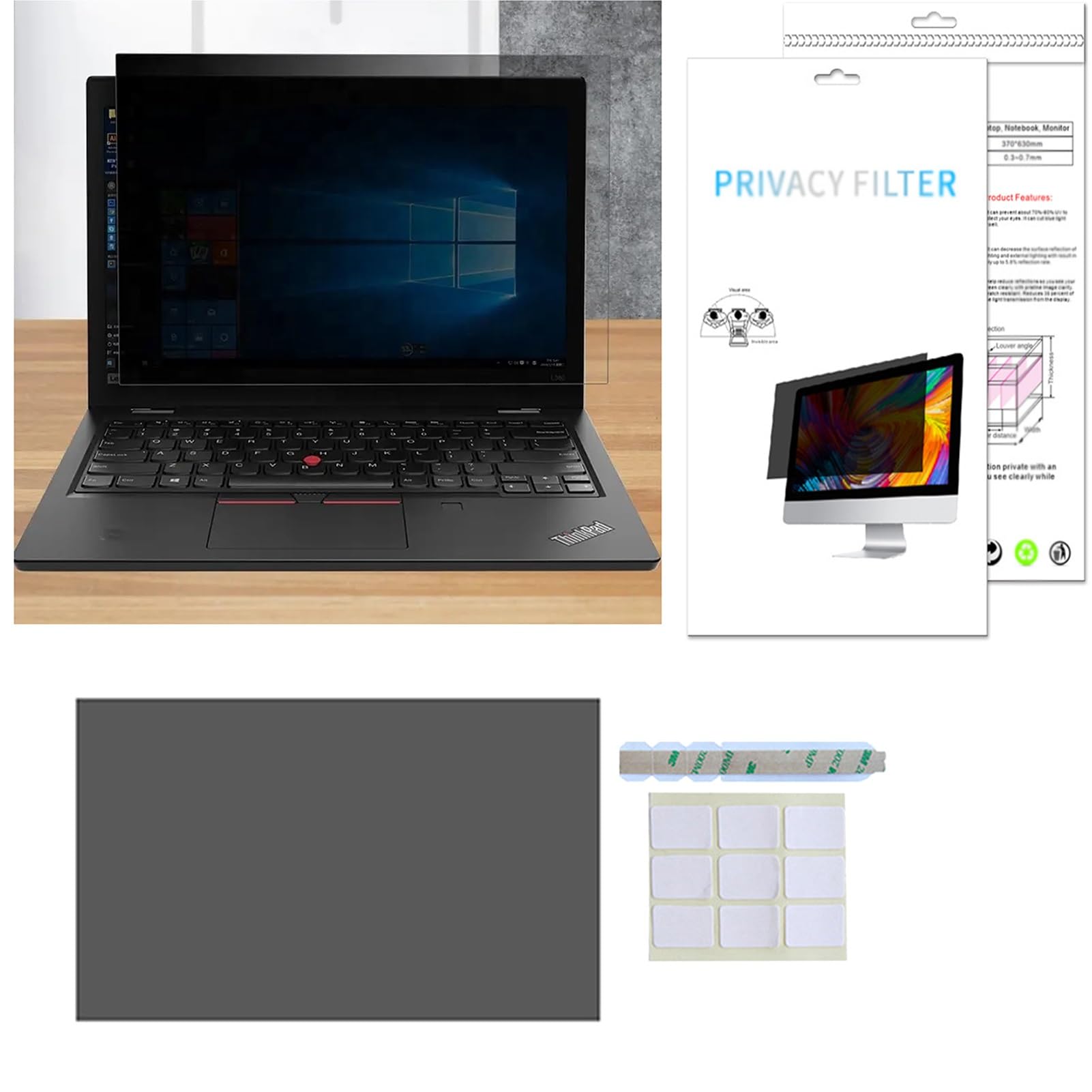 11.6-27 inch Privacy Screen for Monitor, écran confidentialité Amovible pour Ordinateur, Protecteur sécurité Anti-espionnage WGHGCF(24inch/53.1x29.8CM)