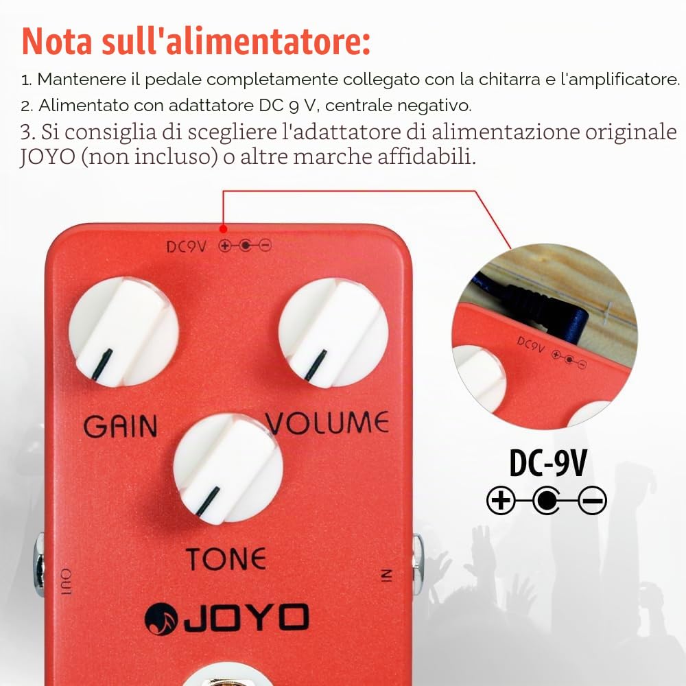 JOYO Distortion Pedal Crunch Distortion of British Classic Rock Distortion Effect per chitarra elettrica - True Bypass (JF-03)