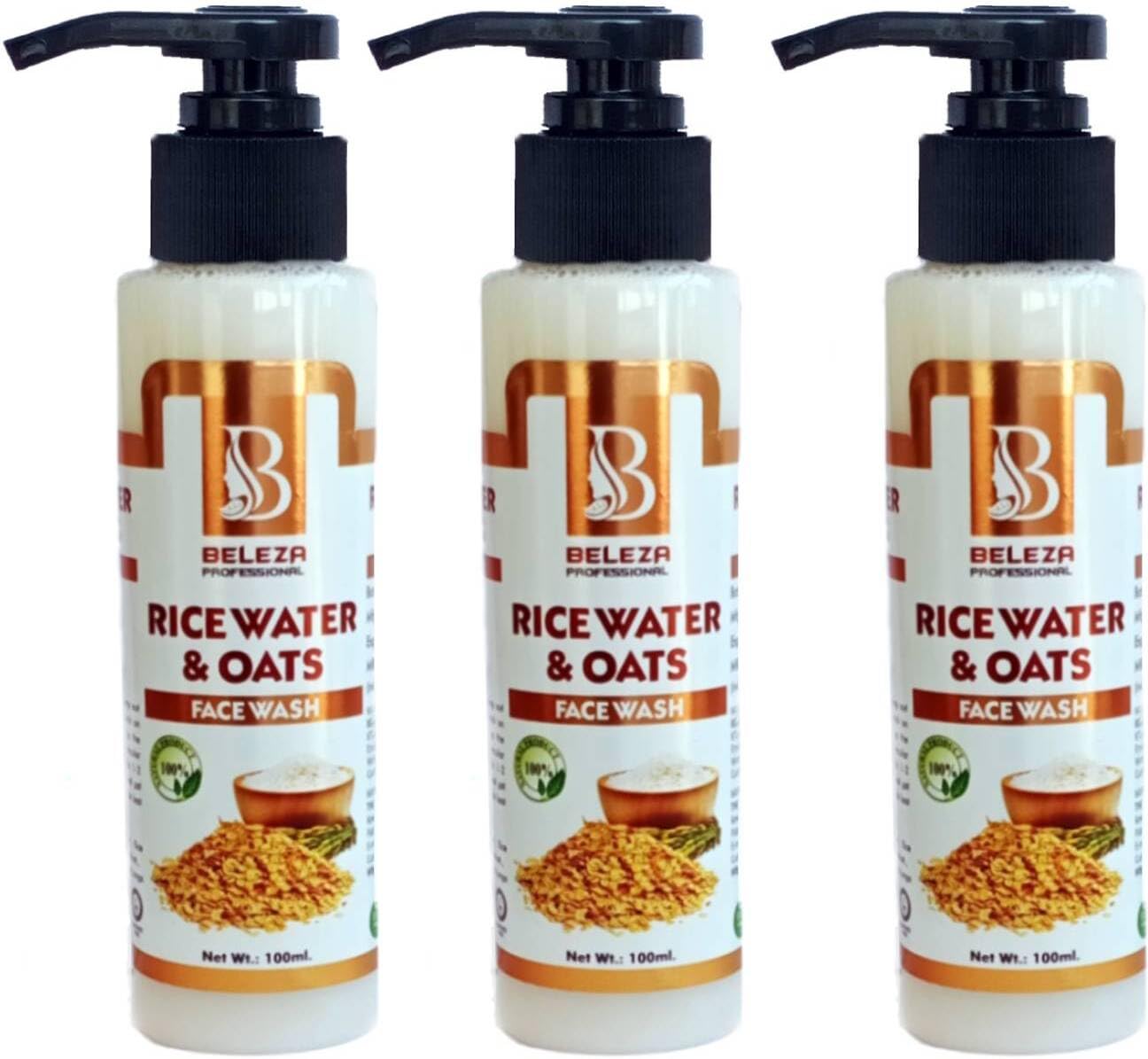 Beleza professional Rice Water & Oats Face Wash for Younger looking Bright Skin tone (300 ml)