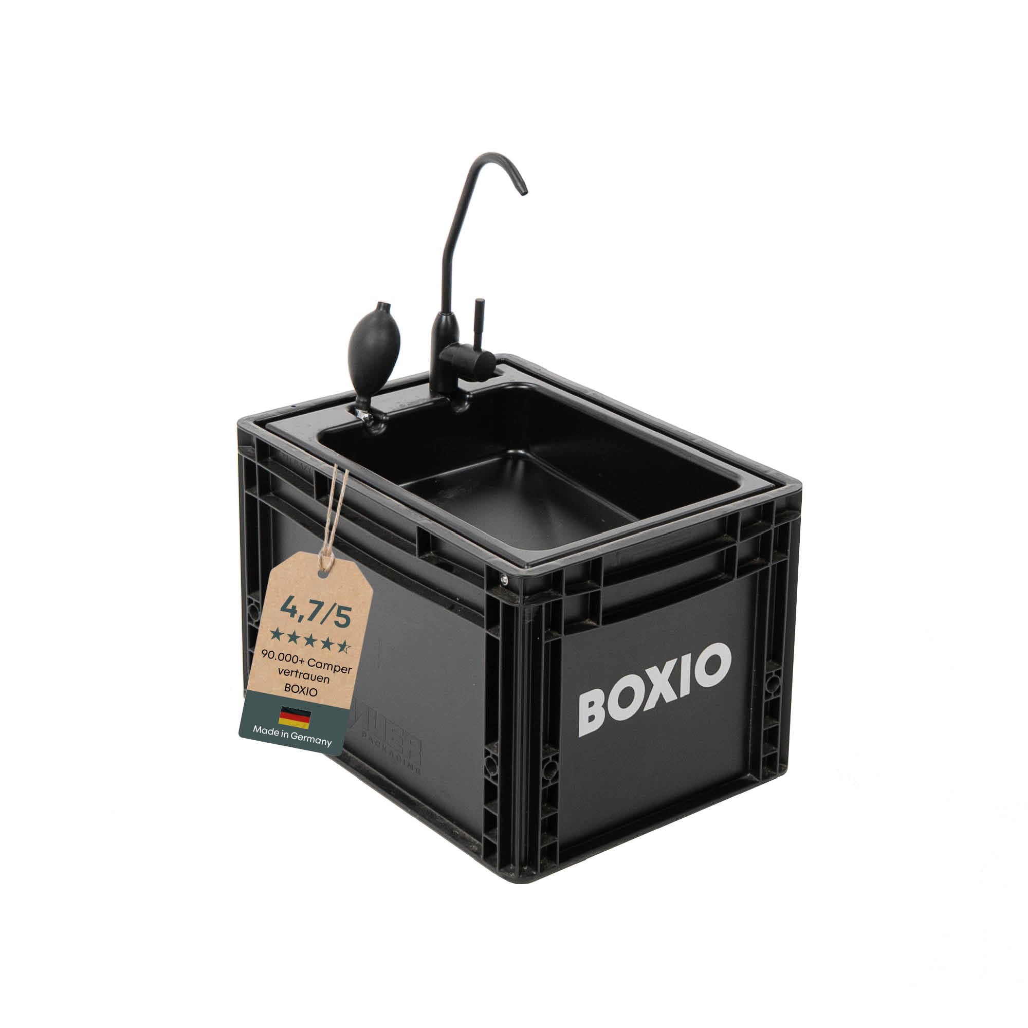 BOXIO - WASH: Camping Waschbecken mit Pumpe ohne Strom 40x30 Wash 5 Liter
