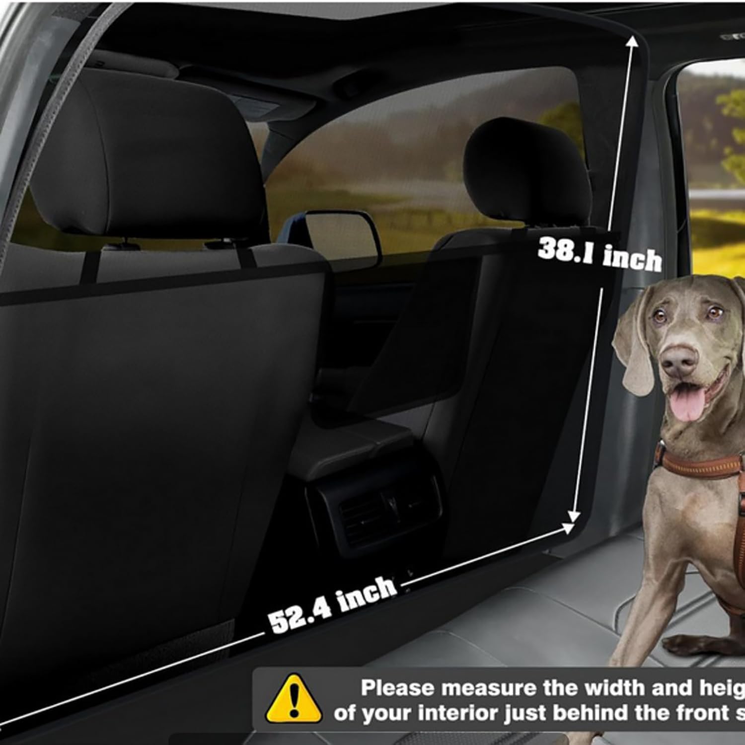 Rete Divisoria Cani Auto per Bentley Bentayga 2015–2025 | Rete Auto per Cani con Corda Regolabile Divisorio Rete Separazione per Sedile Anteriore