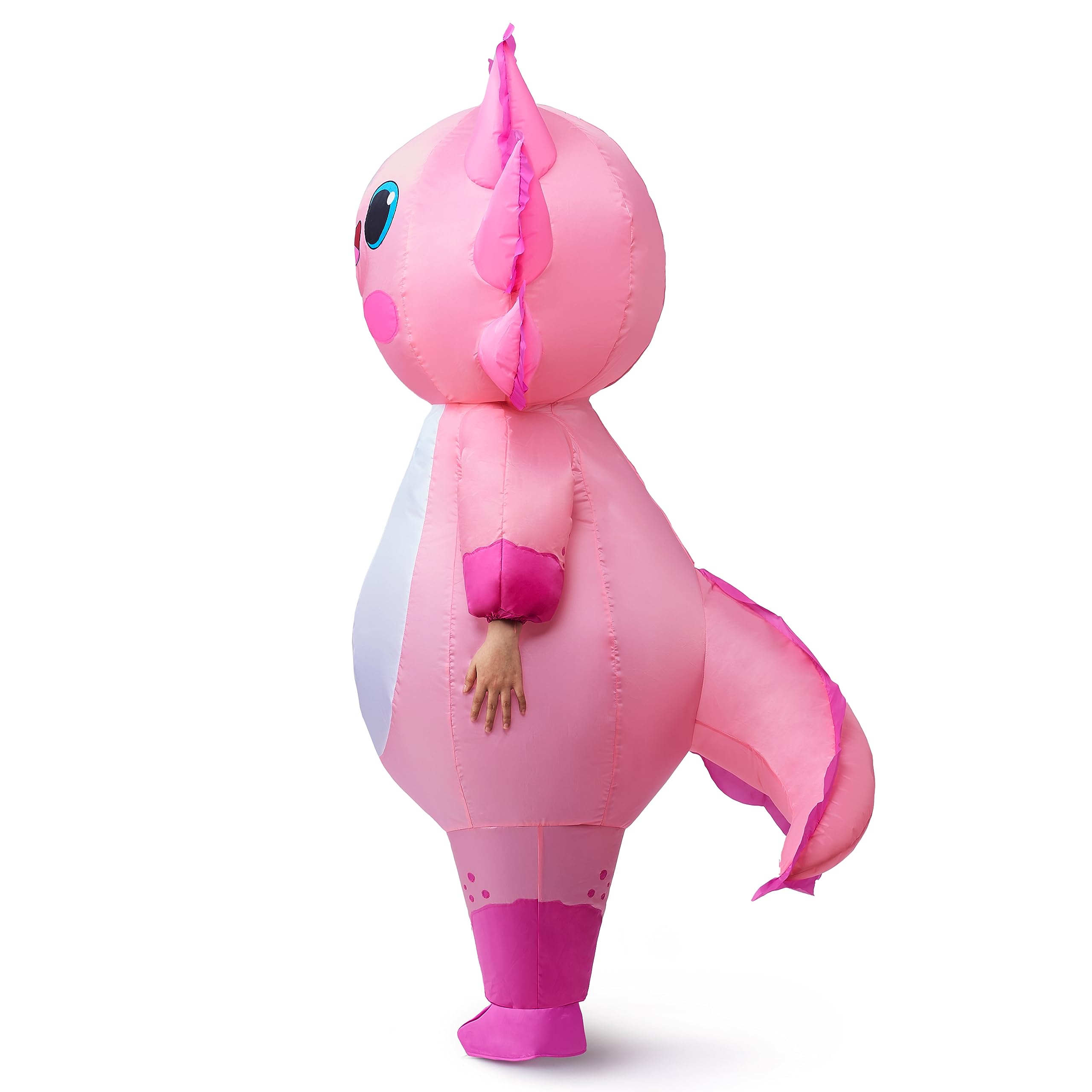Spooktacular Creations Nadmuchiwany kostium dla dzieci, na całe ciało, różowy Axolotl Air Blow Up kostiumy na Halloween