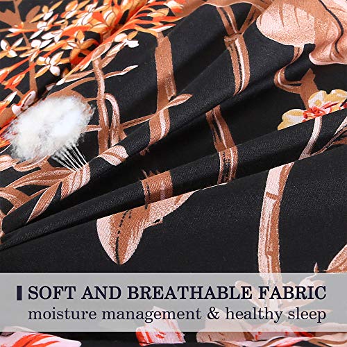 Enjohos Black Floral Comforter Queen Comforter Set Bedding Comforter Sets For Queen Bed Microfiber Comforter Queen Size For Women Teen Girls, 3Pcs #TOP3