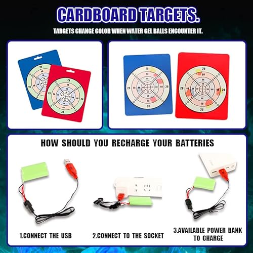 Piecis Splatter Ball Blaster Automatic, Electric Gel Ball Blaster Pistol With 20000 Gel Ball Ammo 2 Target, Gel Gun Toy Shooter Summer Outdoor Toy Gift For Boy And Girl, Blue Flame… #TOP5