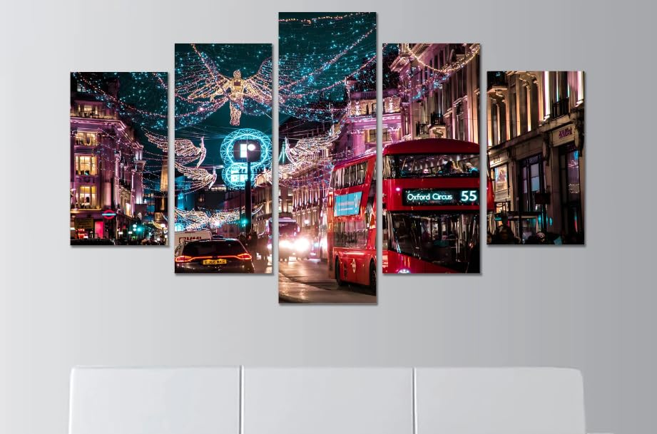 Tableau Salon Moderne 5 Panneaux de Londres pour Décoration Murale de Bureau
