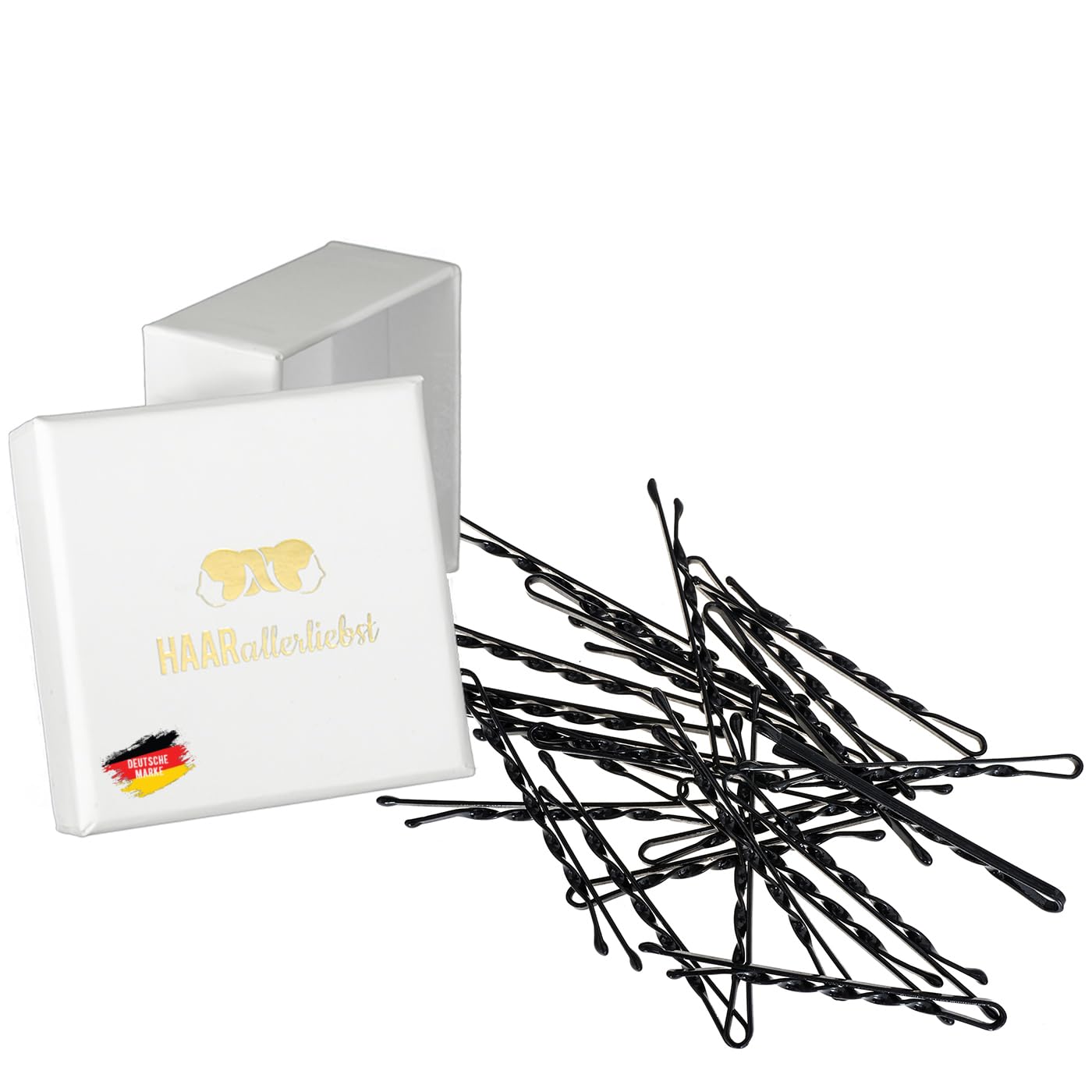 24 Twist Hair Clips Bobby Pins, Black Hair, Extreme Hold, Delivered in a White Box of Love