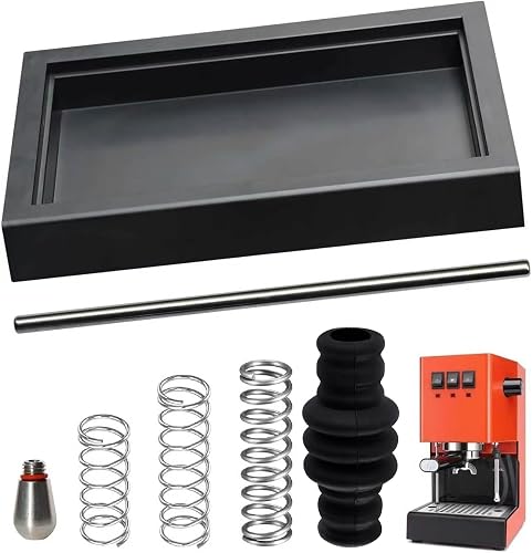 Low Profile Thin Drip Tray & One Single Hole Steam Tip & 6 Bar 9 Bar 12 Bar OPV Spring Modification Kit & Long Stainless Steel Tube, Fit for Gaggia Classic Pro Traditional Espresso Coffee Machine