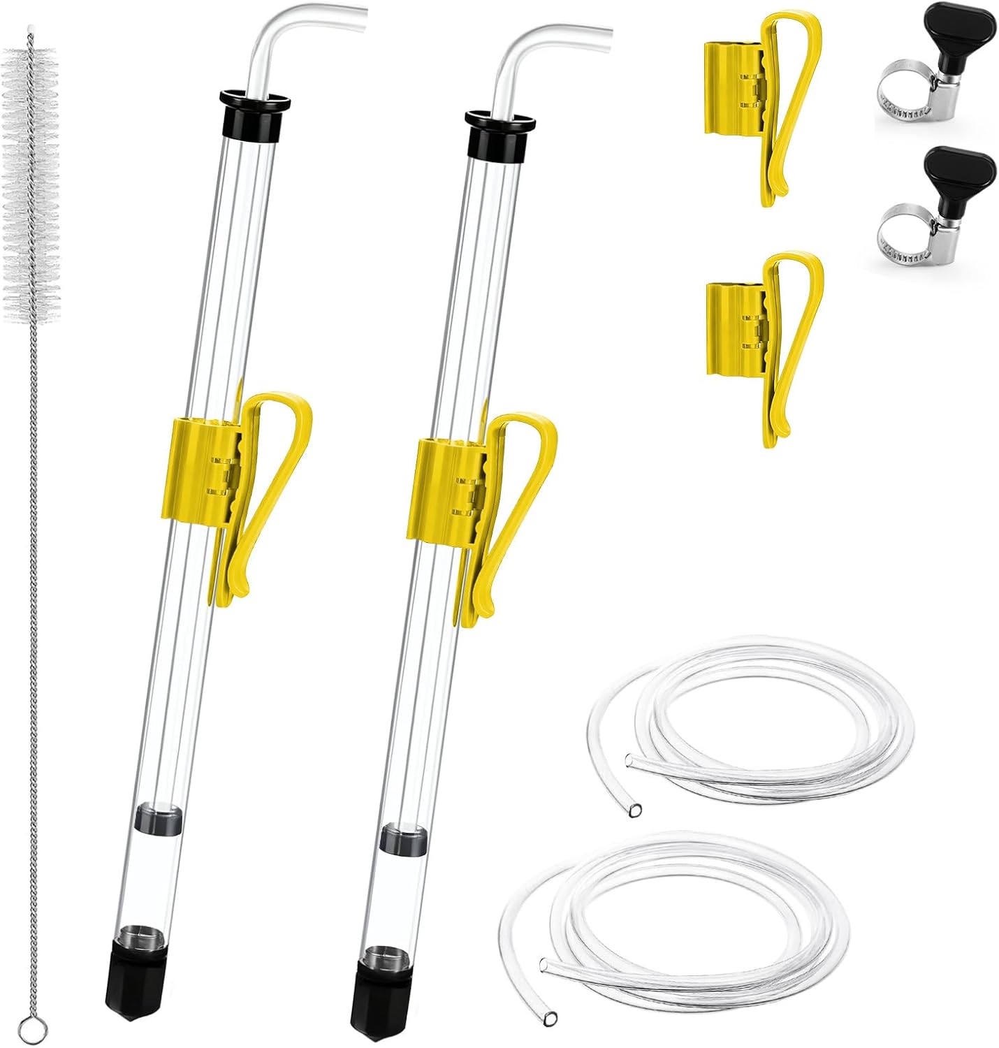 2Pcs 14” Auto Siphon Beer Bottle Siphon Pump with 5Ft Clear Silicone Wine & Liquid Siphoning Pump, Effortless Bottling Fermentation Mead for HomeBrew Gallon Jugs Kit Wine Making Kit
