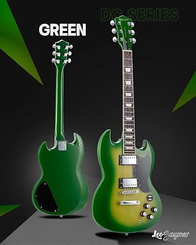 Vista 9 de Leo Jaymz Guitarra eléctrica de cuerpo sólido de 39 pulgadas, cuerpo de madera de álamo, cuello de arce y diapasón de madera de laurel (negro)