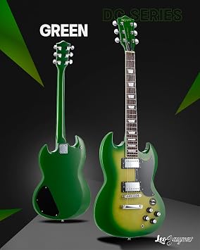 Leo Jaymz 39 Inch Solid Body Electric Guitar - Poplar Wood Body,Maple Neck and Laurel Wood Fretboard (Green Flame)