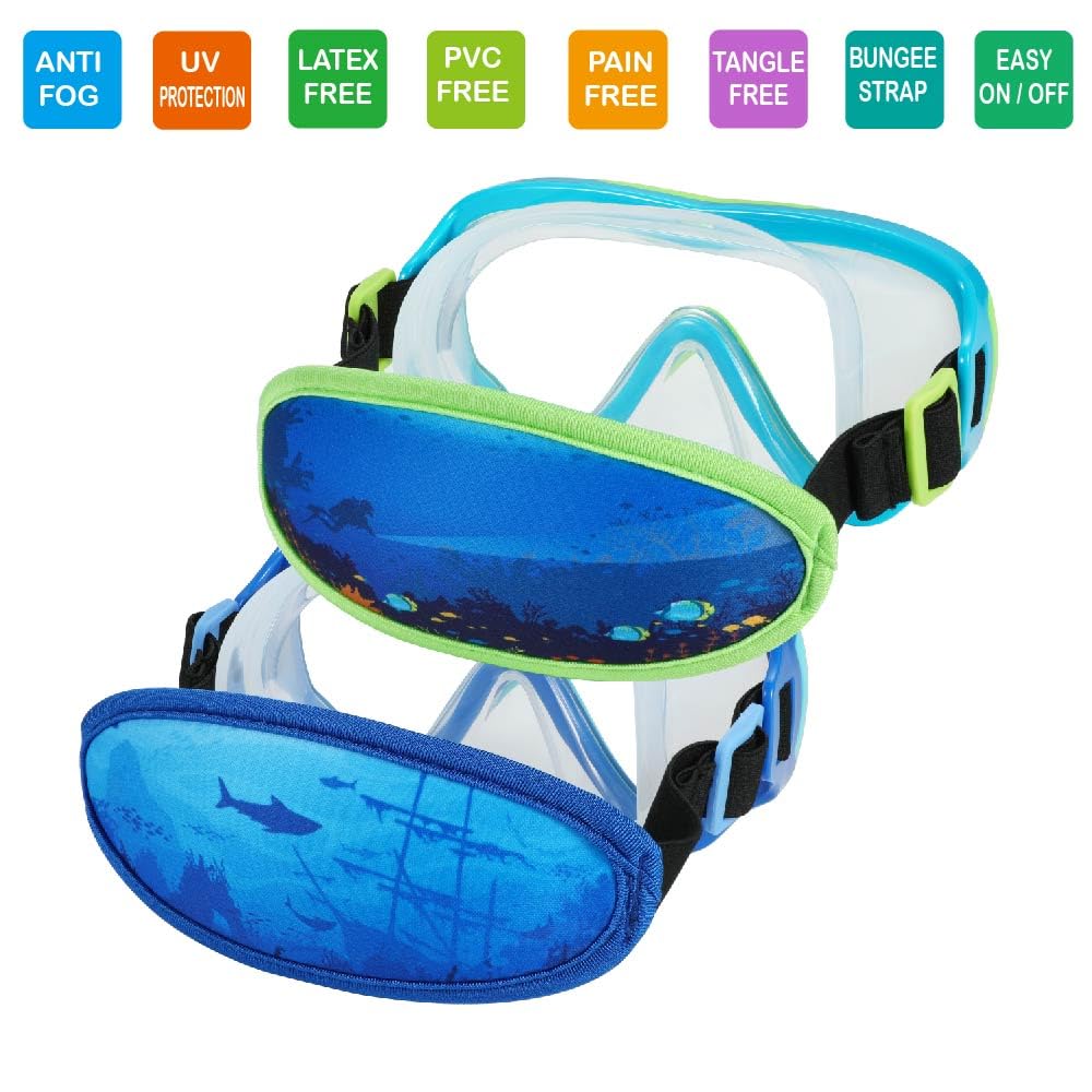 Schwimmbrille Kinder 6–14, Tauchmaske, kein Verheddern, Nasenschutz für JR/Jugendliche