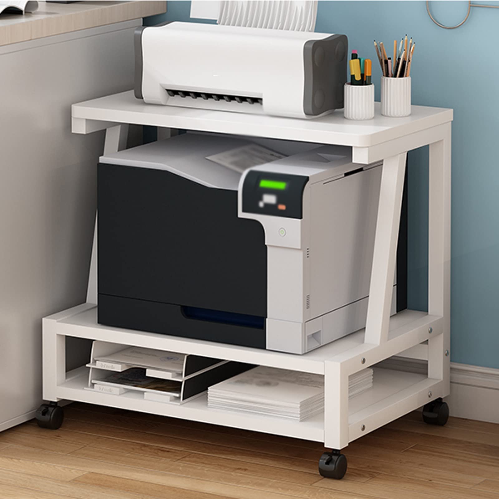 Printerstandaarden voor thuis Printer Stand Office Desk Mobile Printer Plank Home Multifunctionele Kleine Katrol Fax Machine Stand met wielen Printer Desktop Stands (Color : B