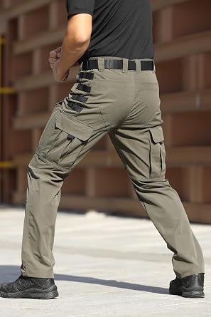 Men's Tactical Pants for Outdoor Work & Hiking, Water-Resistant Ripstop Cargo Pants with Multi-Pockets