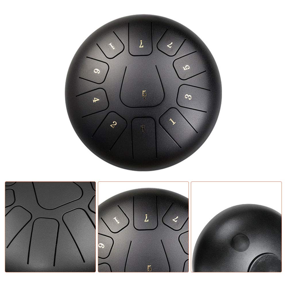 Steel Tongue Drum 10 Pouces 11 Notes Handpan, Tambour de Langue avec Sac Baguettes Livre de Musique Guérison,Sonore pour L'éducation Musicale, La Méditation, Les Cadeaux de Yoga et de Divertissement