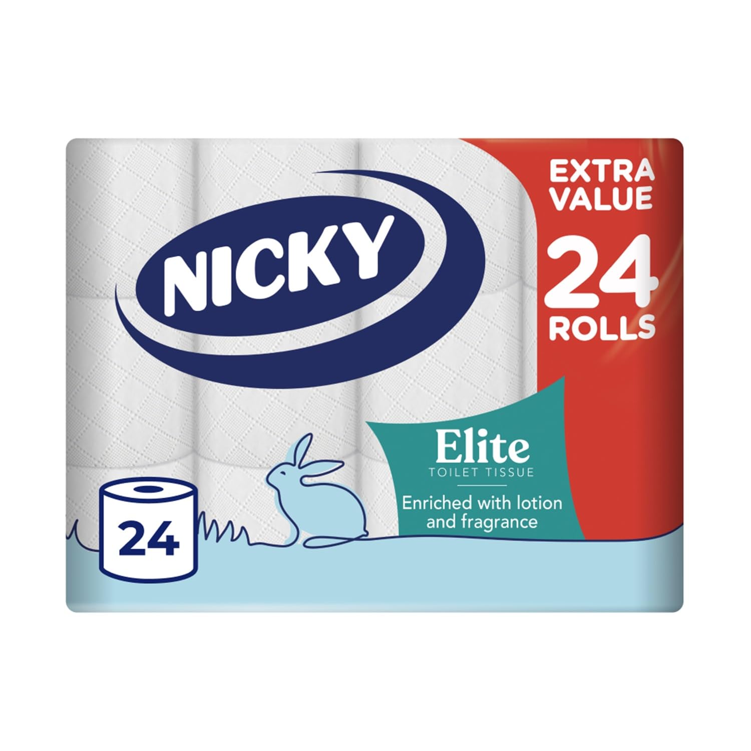 Nicky Elite Scented Toilet Tissue | 24 Rolls Of Toilet Paper| 3-Ply | Talc Scent | Softness To The Skin | Enriched With Lotion |100% Fsc Certified White