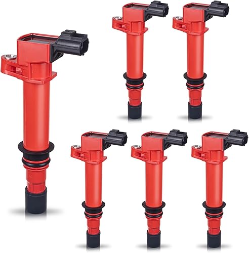 ENA Juego de 6 bobinas de encendido rojas para UF270 56028138 compatible con Dodge Jeep Mitsubishi Dakota Durango 1500 Nitro Cherokee Commander