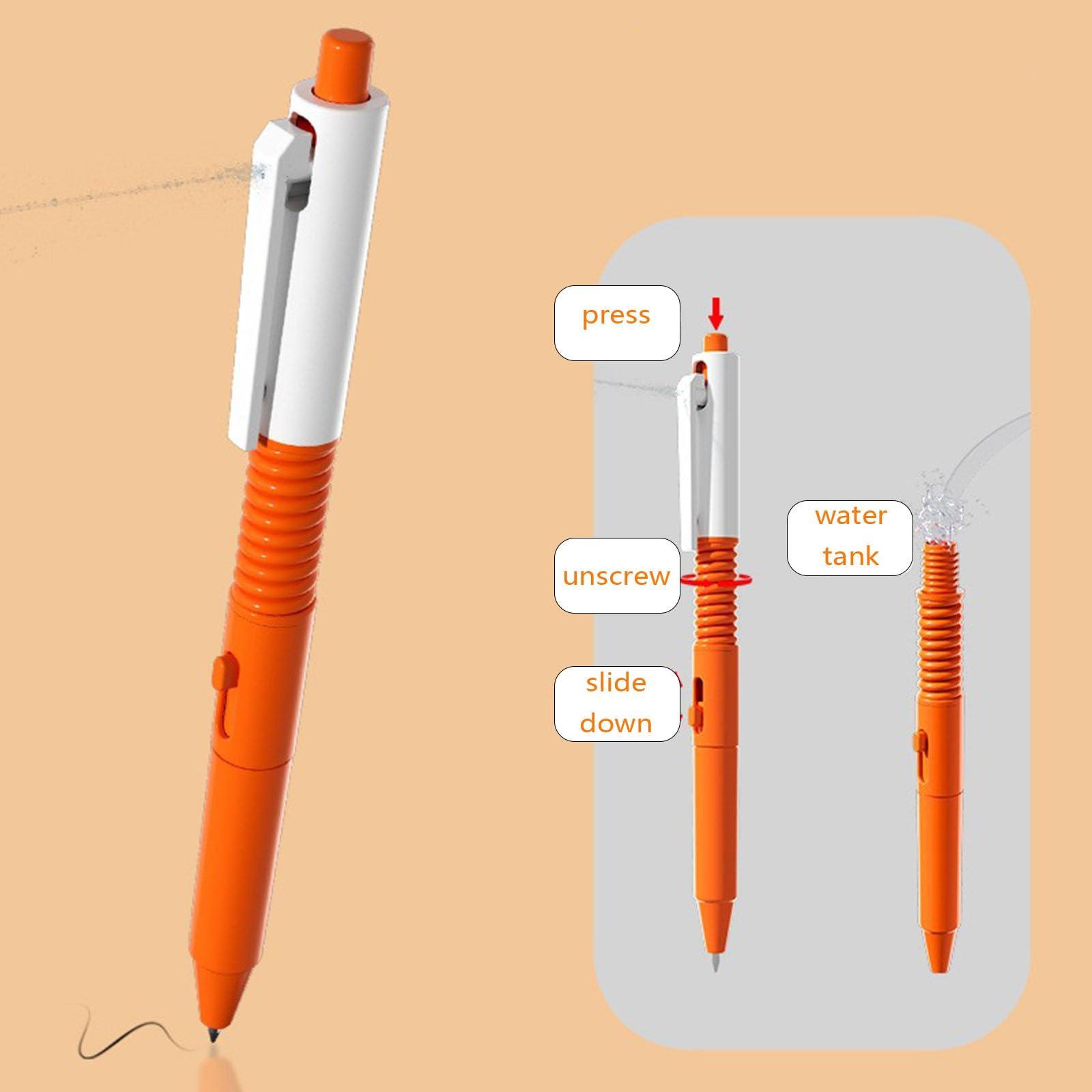 Stylo Farceur à Eau – 2 Pièces – Pulvérisation Et Écriture – ABS – Cadeau Étudiant – Retour à L’École