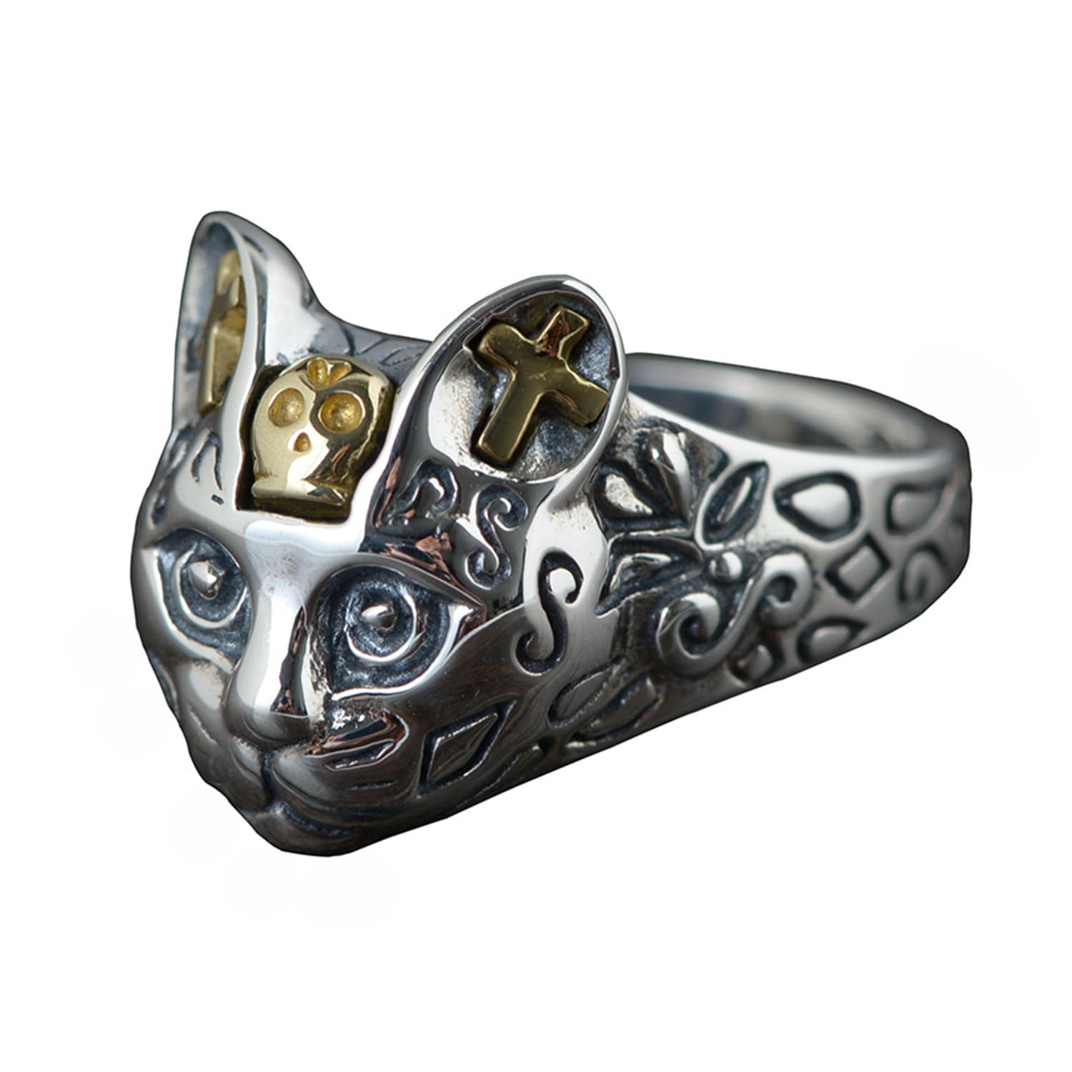 Bague tête chat argent massif qui ne noircit pas - 8