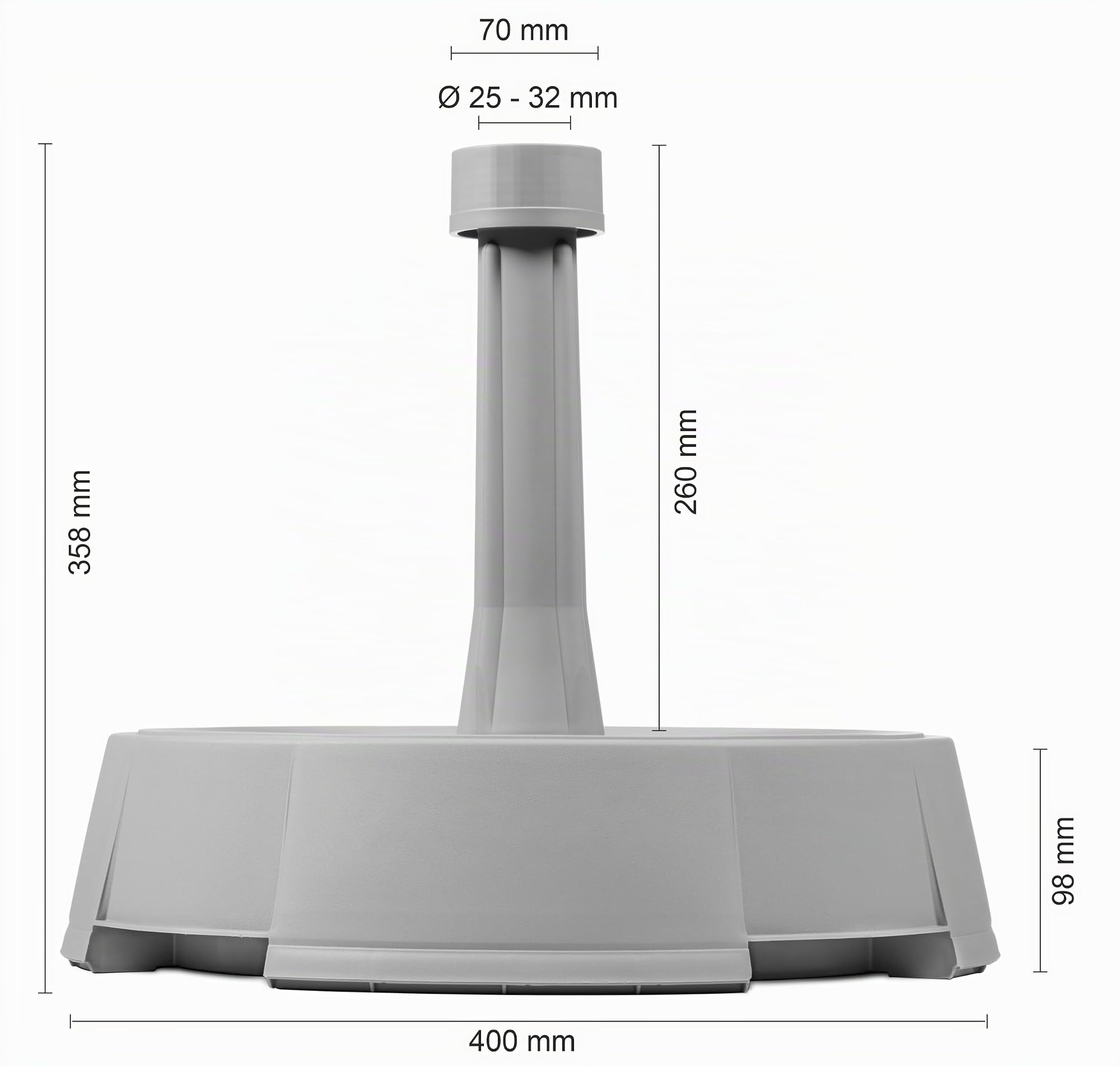 Schneider - Pied de Parasol en béton d'env. 20 kg, Pied de Parasol Gris argenté