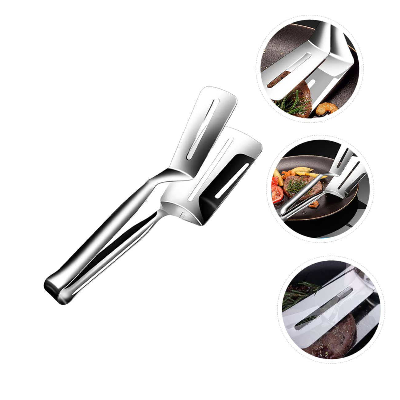 Garneck 1Pc Stainless Steel Kitchen Serving Tong Heat Resistant Steak Clamp for Bbq and Buffet Lightweight and Food Clip Comfortable Grip for Easy Operation