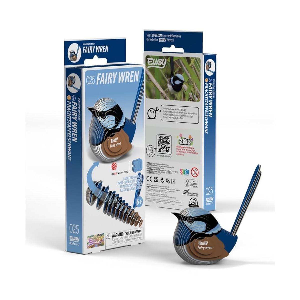 Eugy Fairy Wren 3D Puzzle - 26 Piece Eco-Friendly Educational Toy Puzzle for Boys, Girls & Kids Ages 6+