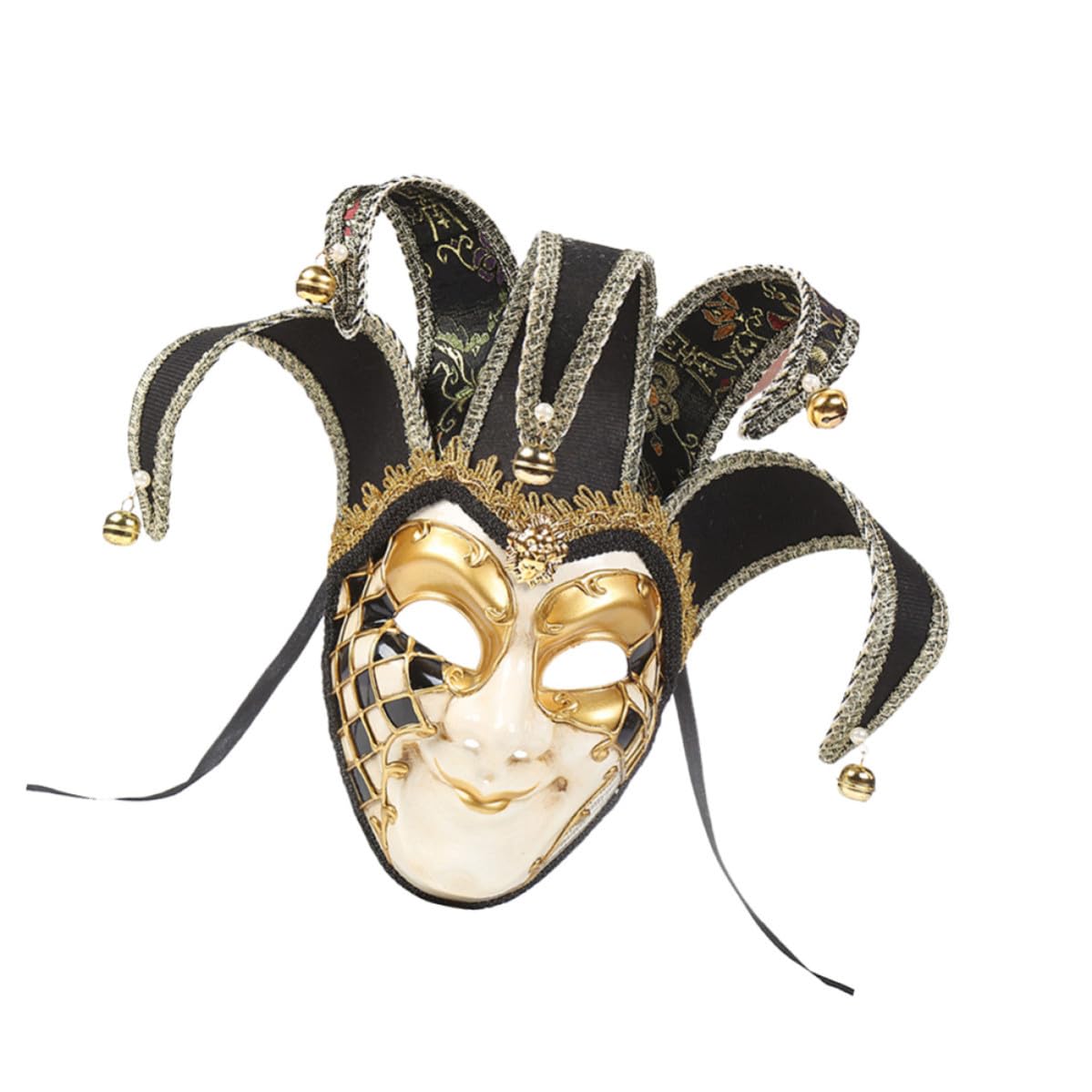 Levemolo Máscara Veneciana de Cara Completa Negra para Carnaval y Fiesta de Mascarada, Material Plástico y Tela, Cómoda Olor para Actuaciones y Disfraces
