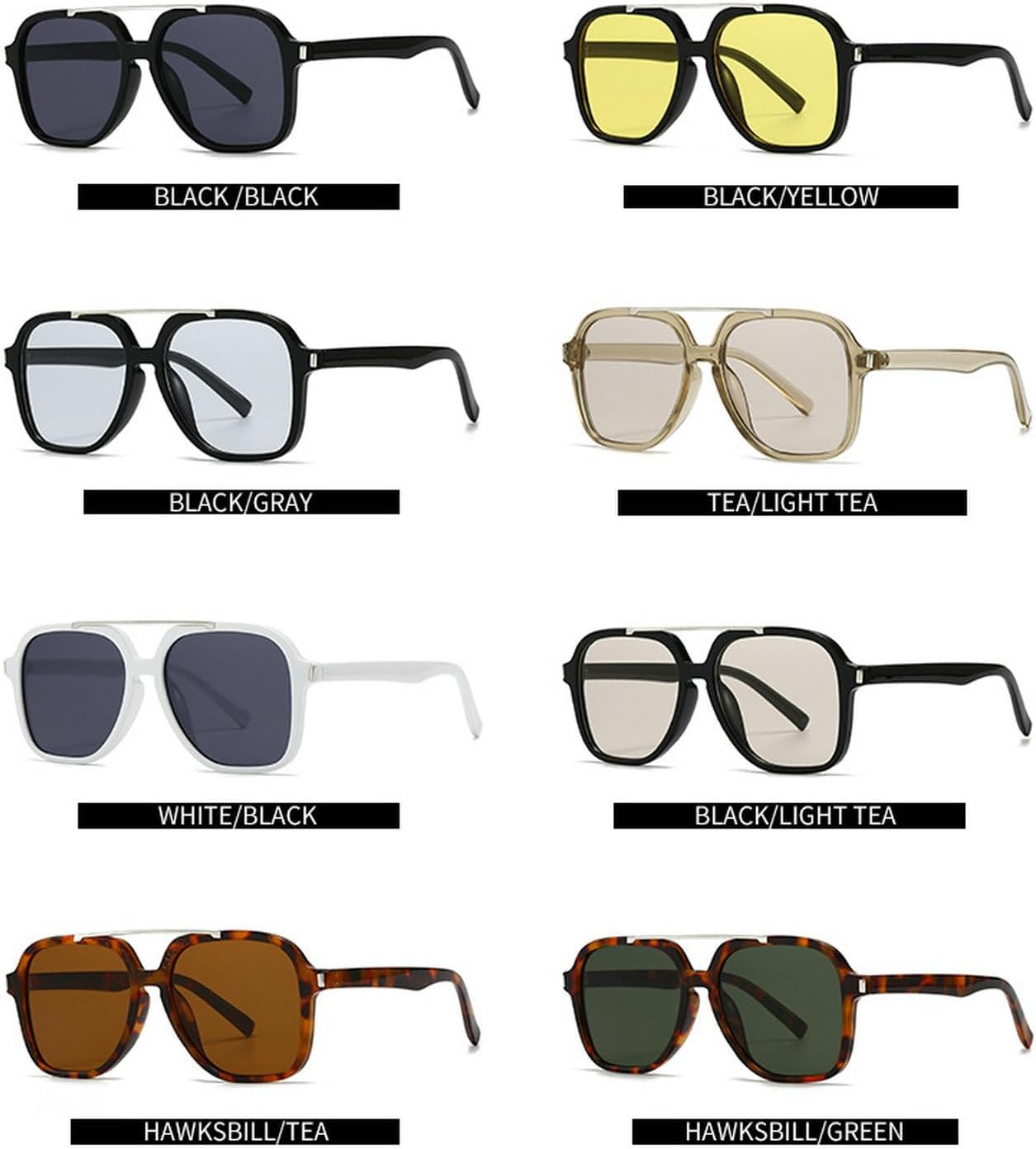 mincl Fashion Pilot Sunglasses Women Retro Square Sunglasses Female Double Bridge 70s Shades UV Protection Eyewear - Image 7