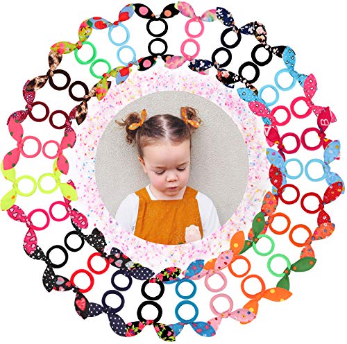 Yasunmi 50Pcs Children Hair Ties+200Pcs Rubber Bands, Cute Toddler Rabbit Ear Hair Ties, Seamless No Crease Elastic Cotton Bows Ponytail Holders Hair Accessories For Baby Toddler, Kids, Teens #TOP1