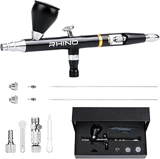 Airbrush Kit - Airbrush Gun Set Dual-Action Gravity with 3 Nozzle Sets (0.2,0.3&0.5mm Needles,Fluid Tips and Air Caps) - Air Brush Set with 1/3 oz Cup for Nails Painting Cake Tattoo Makeup