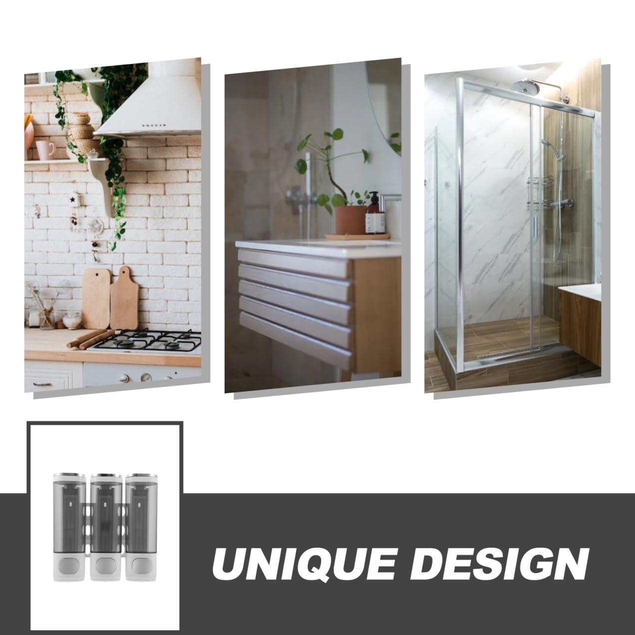Dispensador de Jabón de Pared para Baño de 3 Cámaras Abs