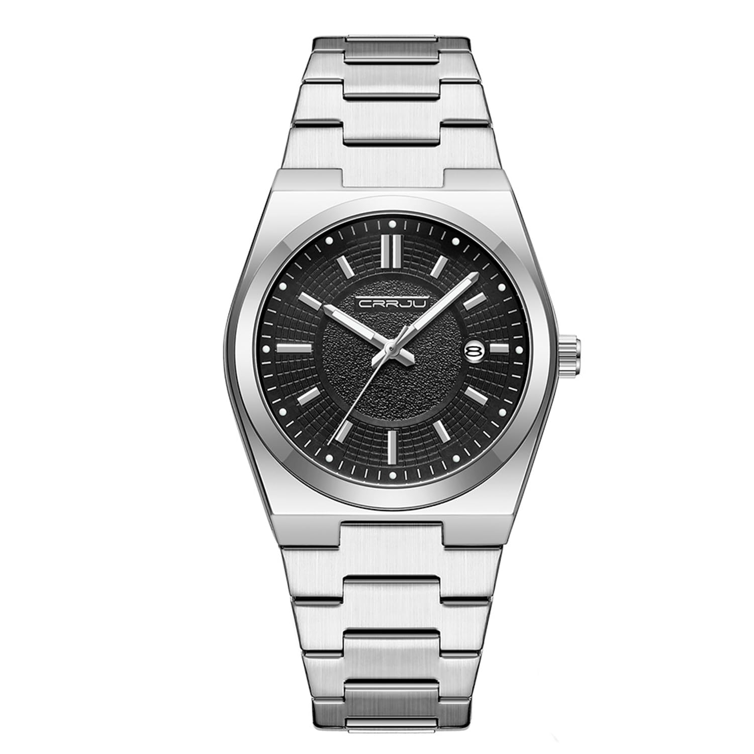 CRRJU Watches for Men,Fashion Luxury Luminous Analog Quartz Wristwatches,Business Man Calendar Watches Silver — view 11