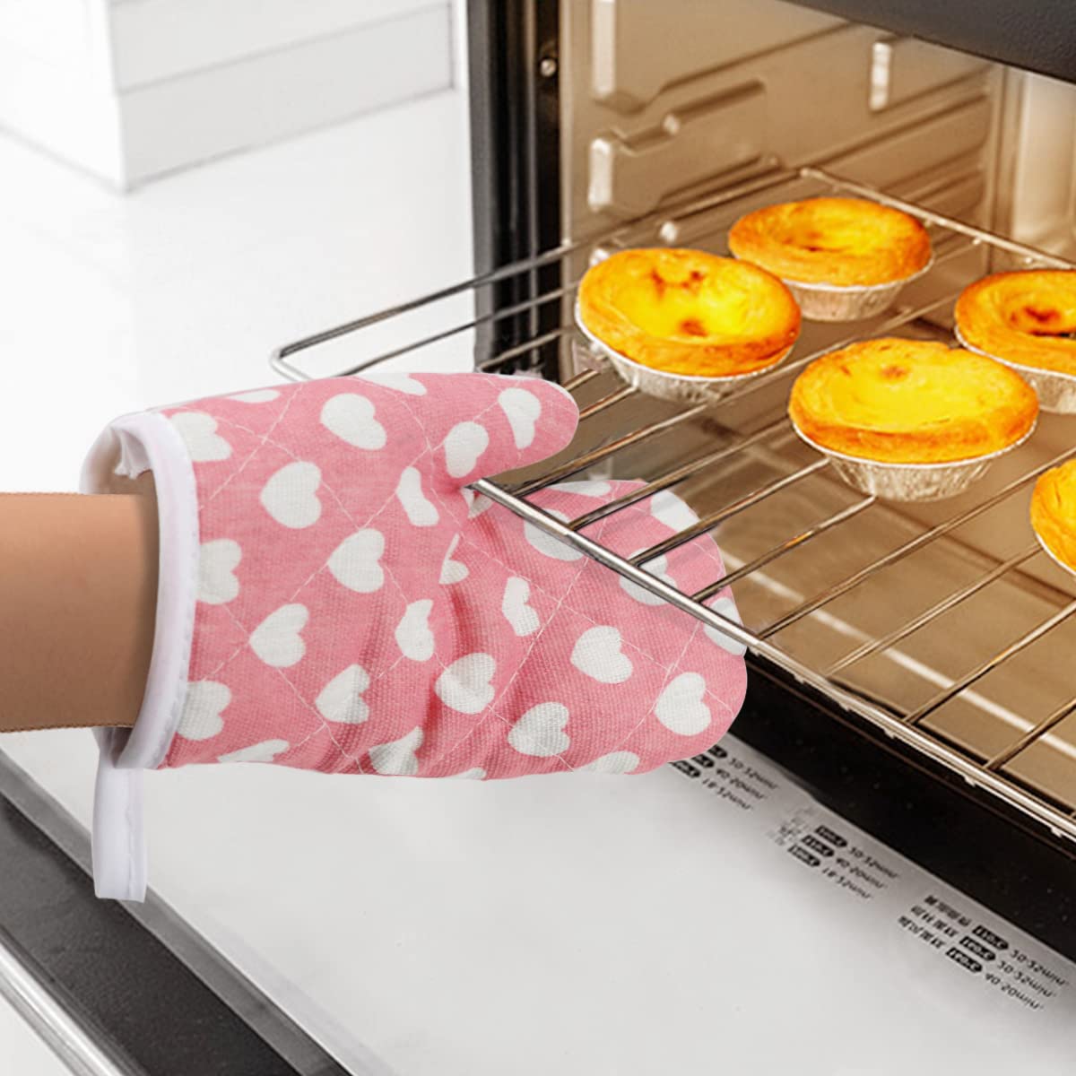 DOERDO 2 Pack Kid Oven Mitts for Children Heat Resistant Kitchen Mitts, Great for Cooking Baking, Age 4-12 (7"x4.7", Sweet Heart) - Image 6