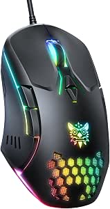 Wired PC Gaming Mouse with RGB Backlit, Adjustable DPI, 7 Programmable Buttons, Ergonomic Design for Office & Gaming