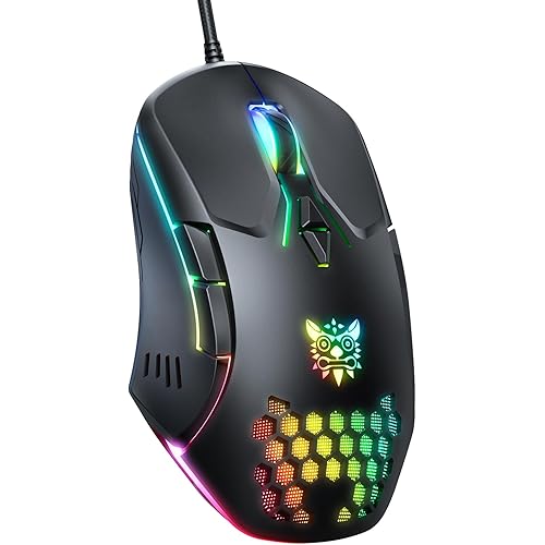 Wired PC Gaming Mouse: High Precision Sensor,RGB Backlit, Adjustable DPI, 7 Buttons Programmable,Ergonomic mice for Office & Gaming on Windows/Mac/Linux/Chrome-Black