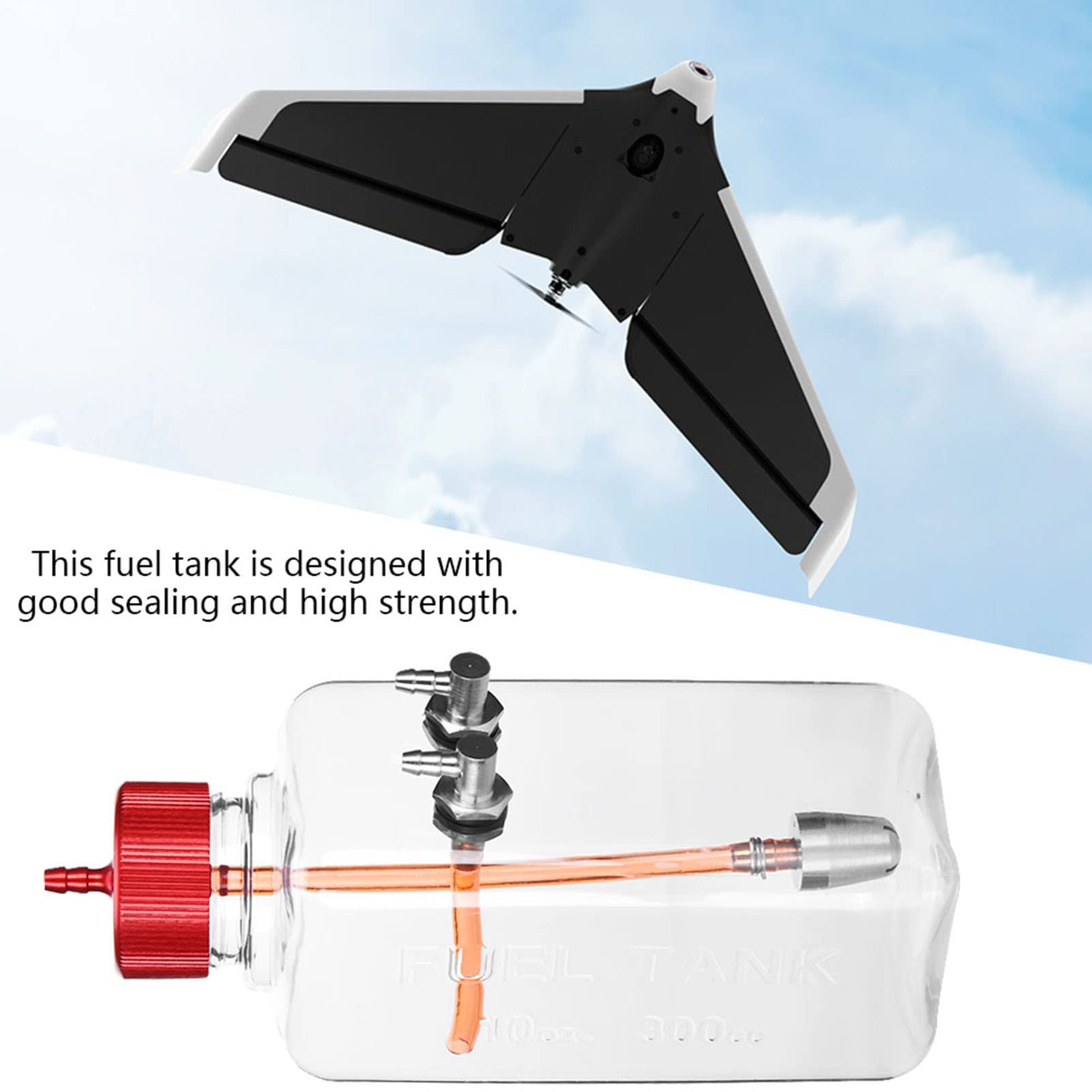 Pièces D'accessoires de Modèle de Télécommande, Réservoir de Carburant en Plastique Transparent pour Avion RC (300 ML (pour Avions 15-26cc))