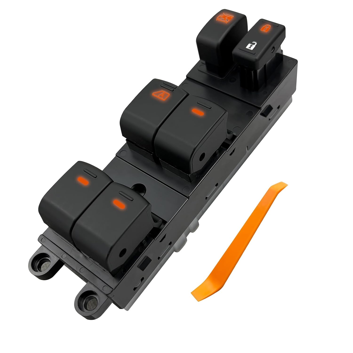 Driver-Side Window Switch - 25401-ZP70A (6-Key, Orange LED) - Fits 05-19 Nissan Frontier Xterra, 07-15 Crew Cab - W/Pry Tool​