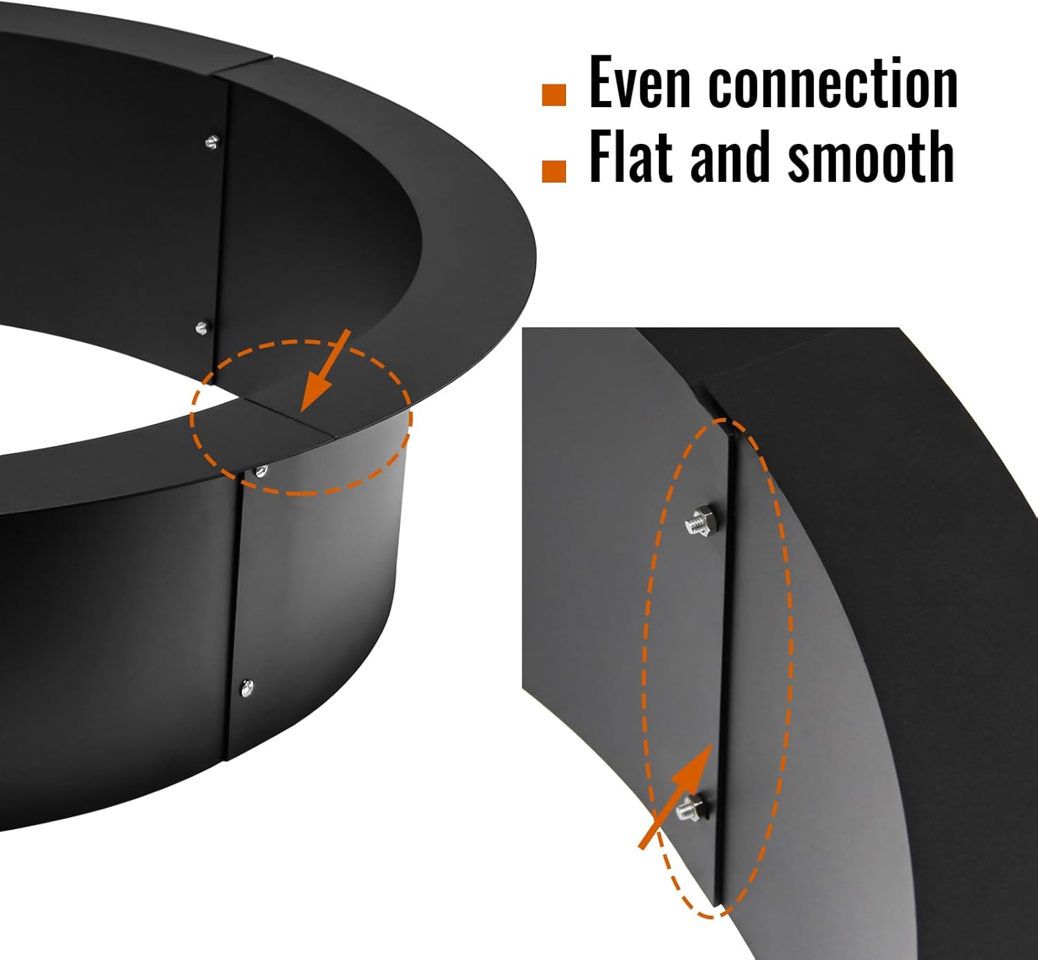 Fire Pit Ring, 45-Inch Round Steel Fire Pit Liner, Heavy Duty Solid Steel, Insert DIY Campfire Ring Above-Ground or In-Ground