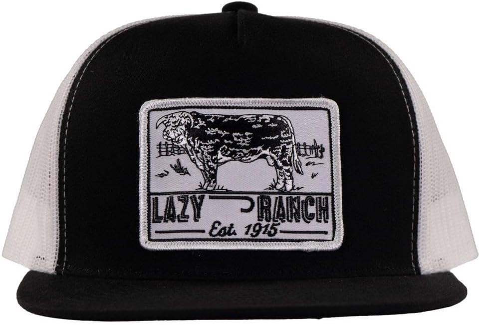 Lazy J Ranch Blue Bull Trap Patch Classic Five Panel Rope Trucker Hat - Adjustable Unisex Country Hats, Vintage Trucker Hat - Image 2