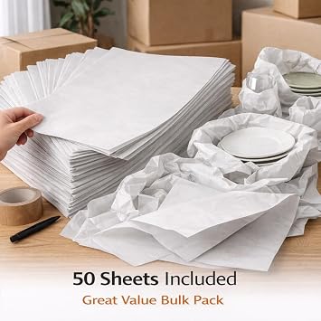 50 x Packing Paper Sheets for Moving – Newspaper Offcuts for Wrapping & Void Fill – Large 50cm x 75cm Sheet – Moving House Packaging Material for Fragile Items