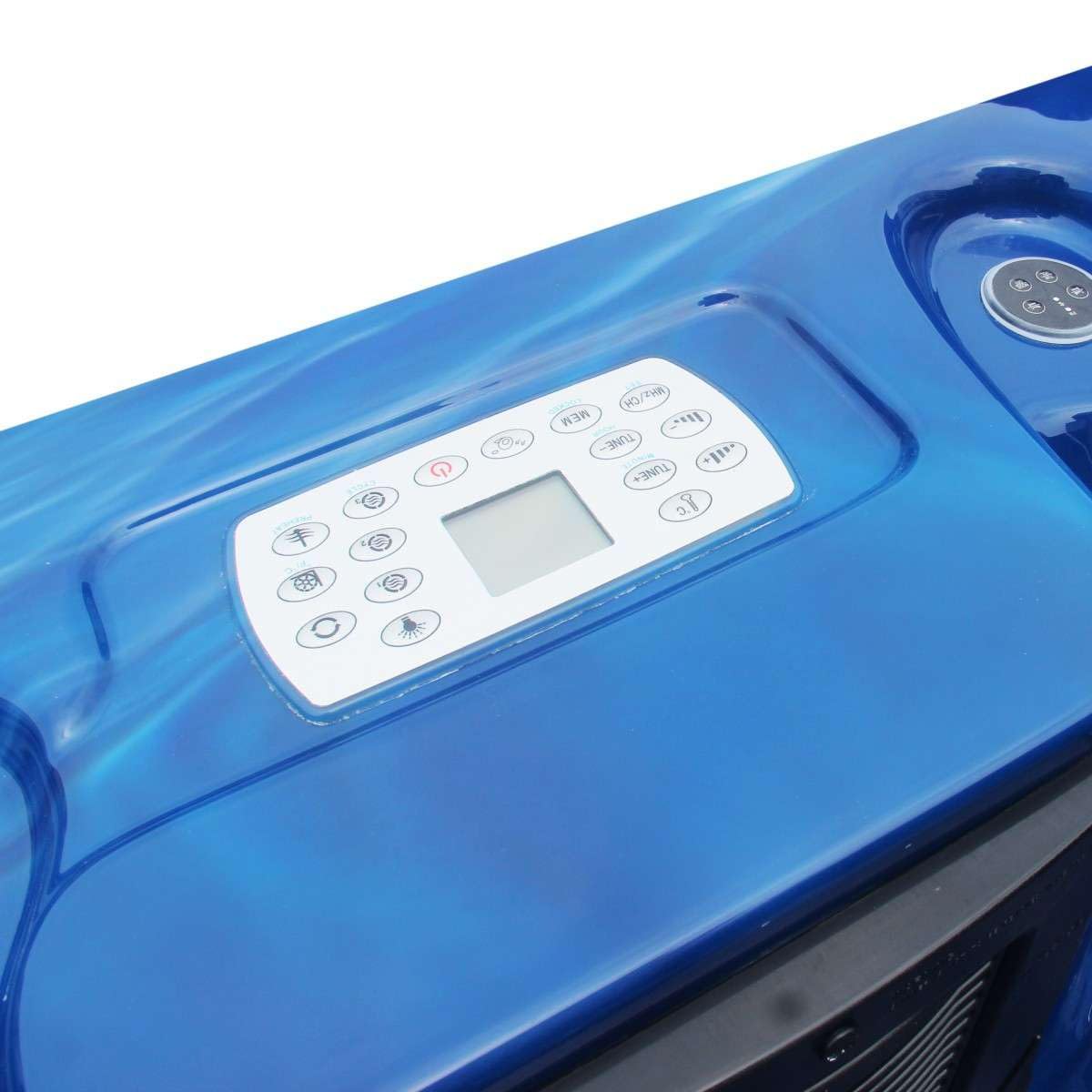 Sanotechnik Whirlpool Modena Outdoor Blue – avec Housse – Dimensions 205 x 130 x 70 cm, 35 Jets de Massage, éclairage LED, Radio, Haut-Parleur, Bluetooth, Spa Whirlpool pour 3 Personnes