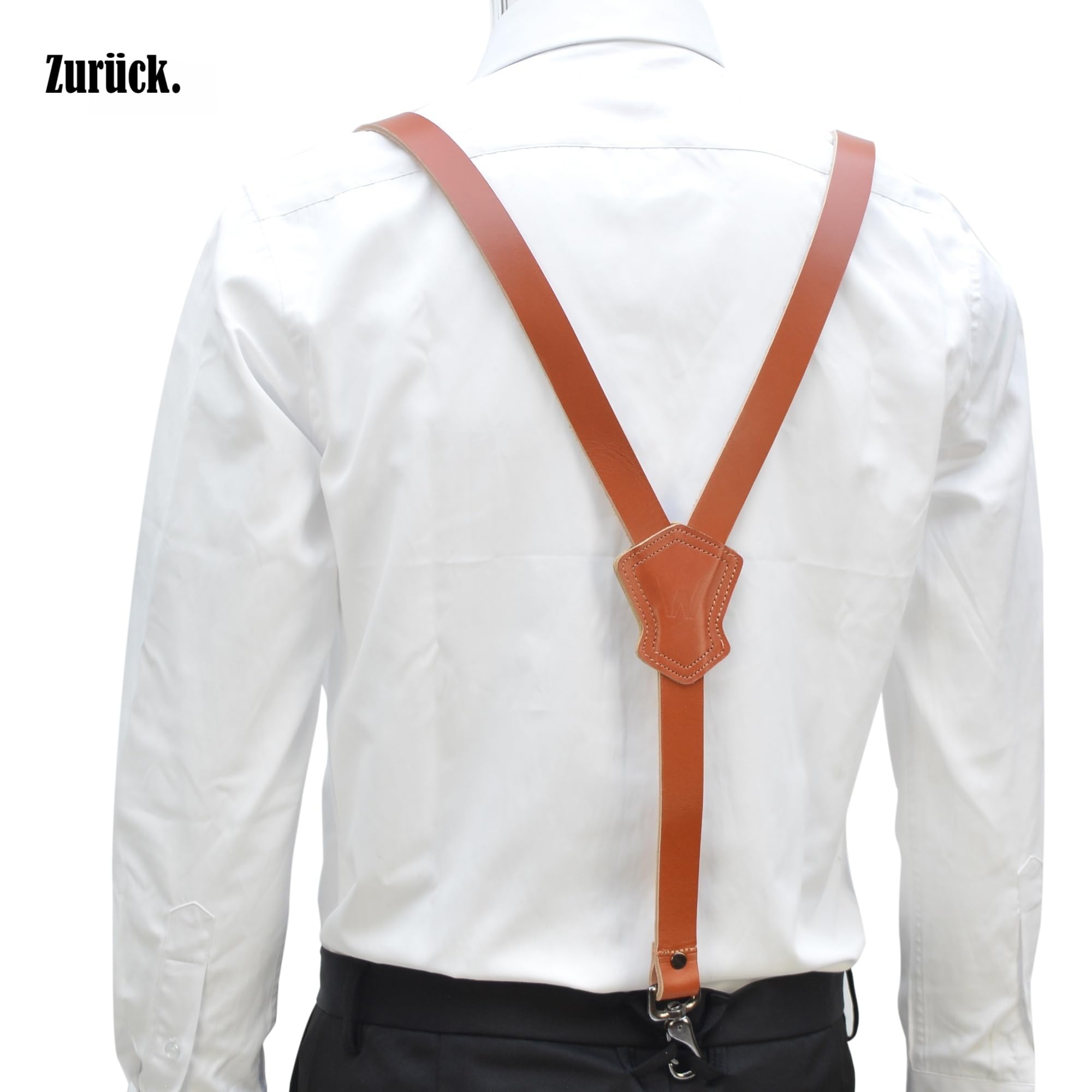 WELKINLAND Hosenträger aus Büffelleder, robuste Arbeits-Hosenträger für Herren, braunes Leder mit Haken, Braun, Adjustable Fit Upto 6.4' Body