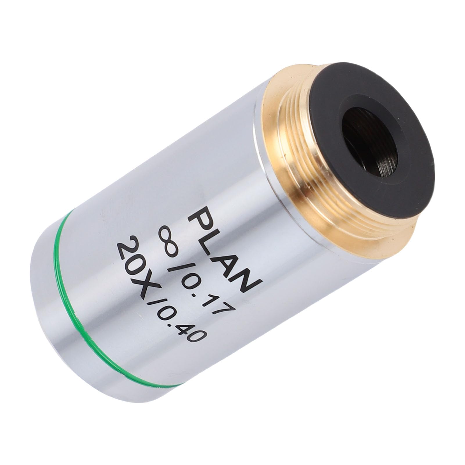 Lente Objetivo de Microscopio de Plan Infinito 20X, Lente de Microscopio Digital con Acabado Negro, Lente RMS de Hilo de 20.2 Mm para Microscopios Biológicos
